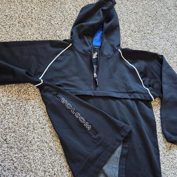 Y2K Volcom V-Line Mens 1/4 Zip Hoodie Size Med Black Surf Skate Grunge Vintage - Picture 7 of 8